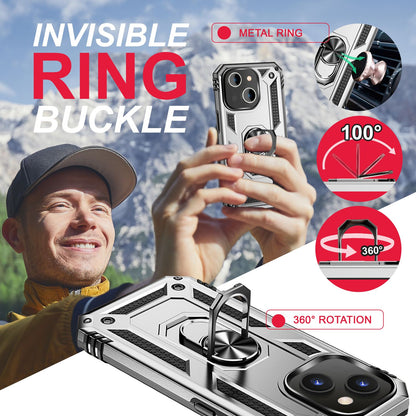 NALIA Panzerhülle für iPhone 14 – Ring-Ständer 360° & Magnet-Halterung Kompatibel – RINGDEFEND (Stoßfestes Outdoor Case) – Marke aus Berlin