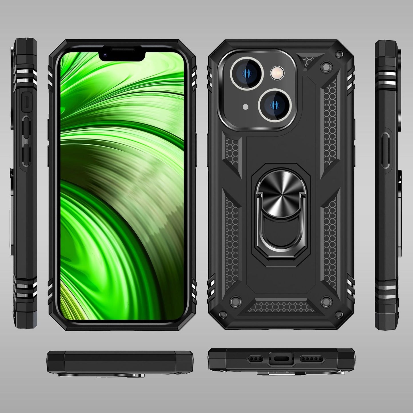 NALIA Panzerhülle für iPhone 14 Plus – Ring-Ständer 360° & Magnet-Halterung Kompatibel – RINGDEFEND (Stoßfestes Outdoor Case) – Marke aus Berlin