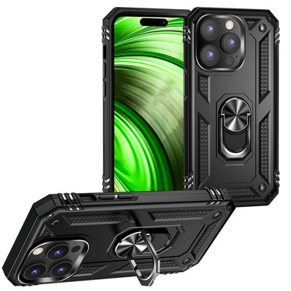 NALIA Panzerhülle für iPhone 14 Pro – Ring-Ständer 360° & Magnet-Halterung Kompatibel – RINGDEFEND (Stoßfestes Outdoor Case) – Marke aus Berlin