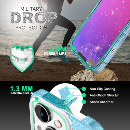 NALIA Glitzerhülle für iPhone 14 – Funkelnder Glitzer-Look & Grip – SHINEPOP (Silikon Case) – Marke aus Berlin