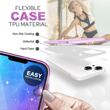 NALIA Glitzerhülle für iPhone 14 – Funkelnder Glitzer-Look & Grip – SHINEPOP (Silikon Case) – Marke aus Berlin