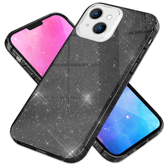NALIA Glitzerhülle für iPhone 14 – Funkelnder Glitzer-Look & Grip – SHINEPOP (Silikon Case) – Marke aus Berlin