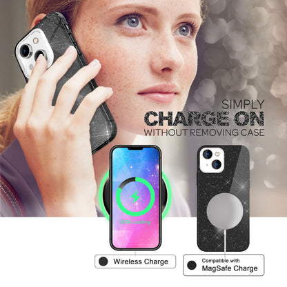 NALIA Glitzerhülle für iPhone 14 – Funkelnder Glitzer-Look & Grip – SHINEPOP (Silikon Case) – Marke aus Berlin