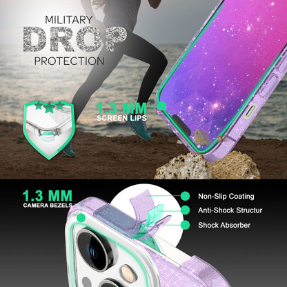 NALIA Glitzerhülle für iPhone 14 Plus – Funkelnder Glitzer-Look & Grip – SHINEPOP (Silikon Case) – Marke aus Berlin
