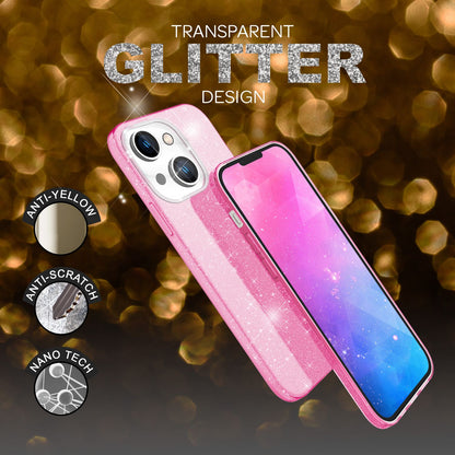 NALIA Glitzerhülle für iPhone 14 Plus – Funkelnder Glitzer-Look & Grip – SHINEPOP (Silikon Case) – Marke aus Berlin