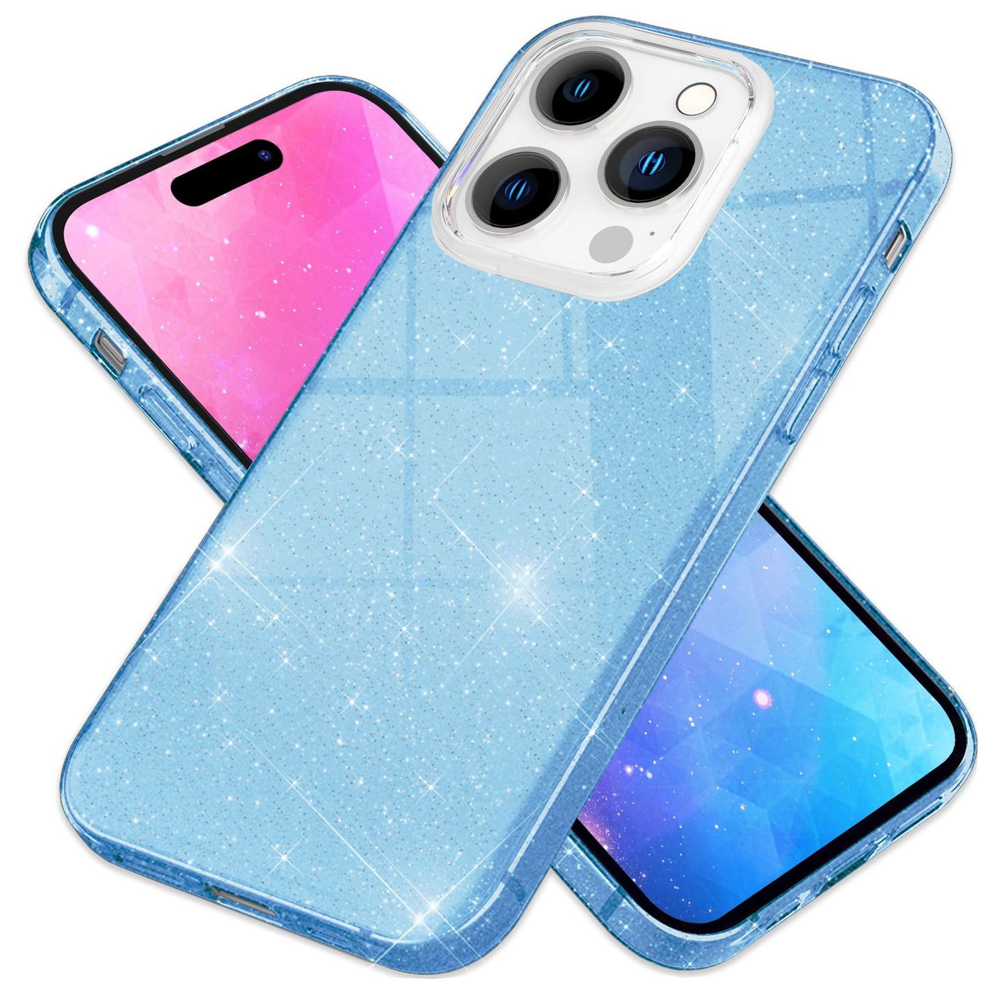 NALIA Glitzerhülle für iPhone 14 Pro Max – Funkelnder Glitzer-Look & Grip – SHINEPOP (Silikon Case) – Marke aus Berlin