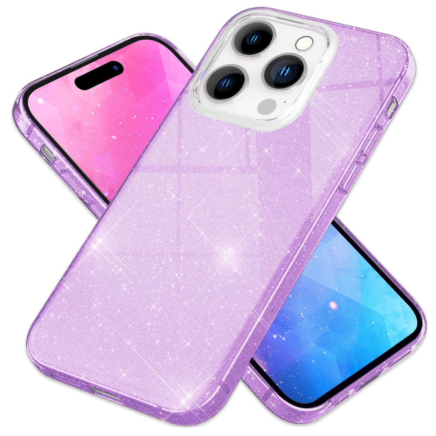 NALIA Glitzerhülle für iPhone 14 Pro Max – Funkelnder Glitzer-Look & Grip – SHINEPOP (Silikon Case) – Marke aus Berlin