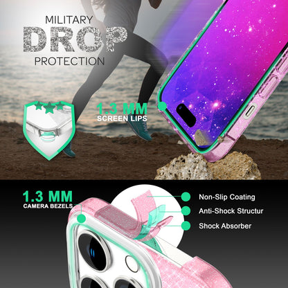 NALIA Glitzerhülle für iPhone 14 Pro Max – Funkelnder Glitzer-Look & Grip – SHINEPOP (Silikon Case) – Marke aus Berlin
