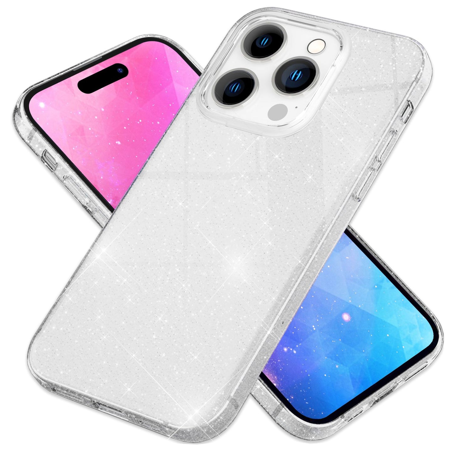 NALIA Glitzerhülle für iPhone 14 Pro Max – Funkelnder Glitzer-Look & Grip – SHINEPOP (Silikon Case) – Marke aus Berlin