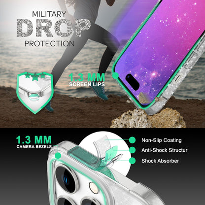 NALIA Glitzerhülle für iPhone 14 Pro Max – Funkelnder Glitzer-Look & Grip – SHINEPOP (Silikon Case) – Marke aus Berlin