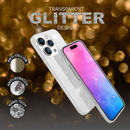 NALIA Glitzerhülle für iPhone 14 Pro Max – Funkelnder Glitzer-Look & Grip – SHINEPOP (Silikon Case) – Marke aus Berlin
