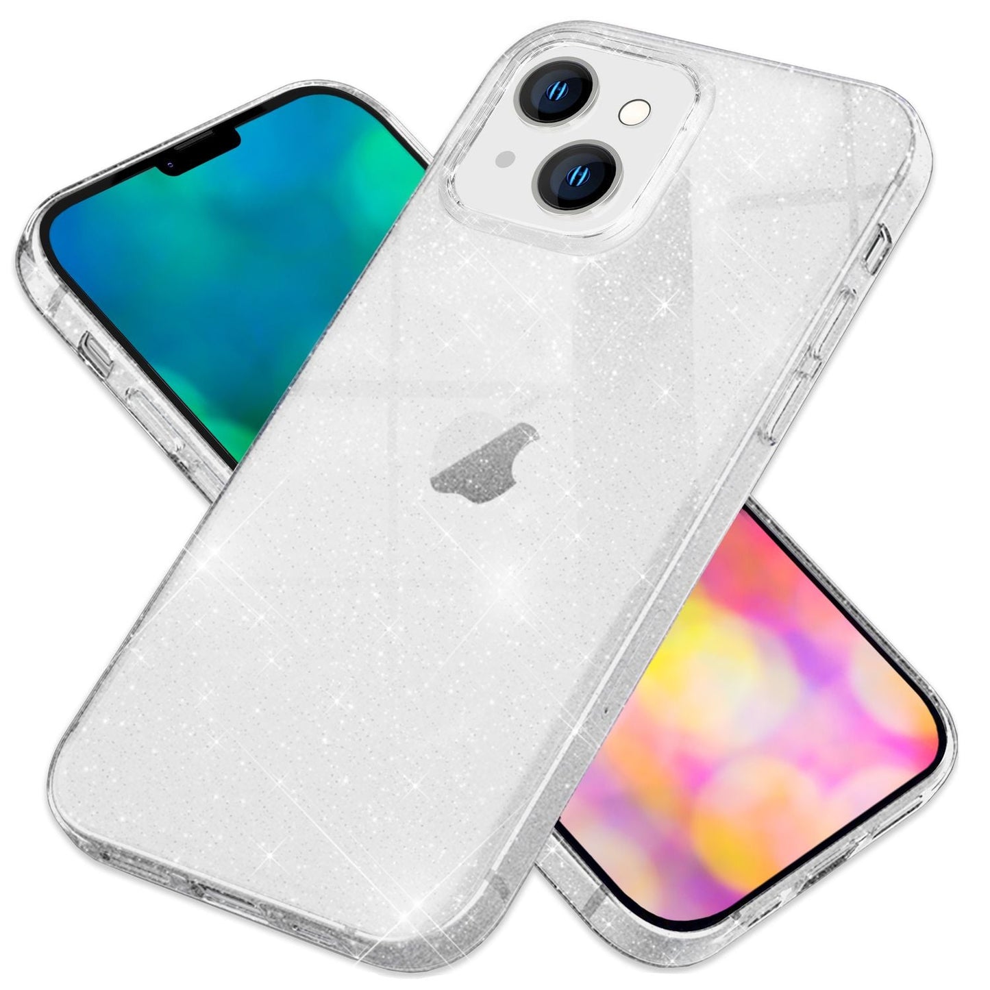 NALIA Glitzerhülle für iPhone 14 – Funkelndes Silikon Case – DAZZLIN (Transparent & Stoßfest) – Marke aus Berlin