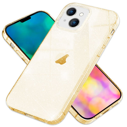 NALIA Glitzerhülle für iPhone 14 Plus – Funkelndes Silikon Case – DAZZLIN (Transparent & Stoßfest) – Marke aus Berlin