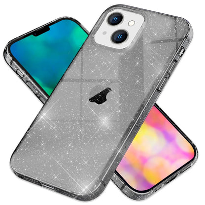 NALIA Glitzerhülle für iPhone 14 Plus – Funkelndes Silikon Case – DAZZLIN (Transparent & Stoßfest) – Marke aus Berlin