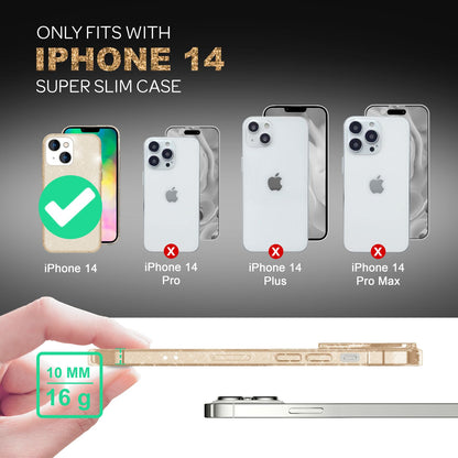 NALIA Glitzerhülle für iPhone 14 Plus – Funkelndes Silikon Case – DAZZLIN (Transparent & Stoßfest) – Marke aus Berlin