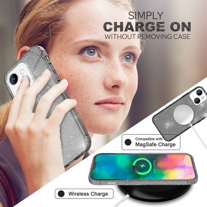 NALIA Glitzerhülle für iPhone 14 Plus – Funkelndes Silikon Case – DAZZLIN (Transparent & Stoßfest) – Marke aus Berlin