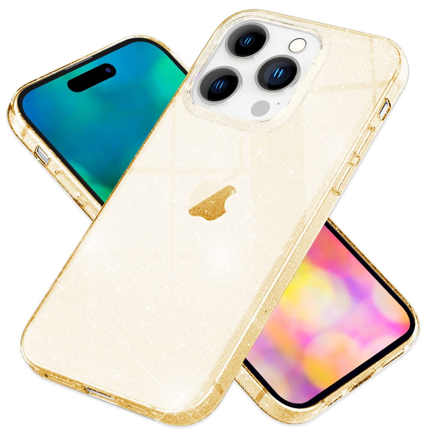 NALIA Glitzerhülle für iPhone 14 Pro – Funkelndes Silikon Case – DAZZLIN (Transparent & Stoßfest) – Marke aus Berlin
