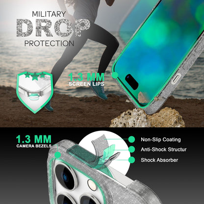 NALIA Glitzerhülle für iPhone 14 Pro – Funkelndes Silikon Case – DAZZLIN (Transparent & Stoßfest) – Marke aus Berlin