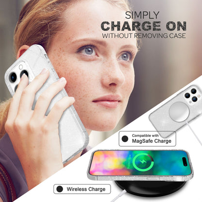 NALIA Glitzerhülle für iPhone 14 Pro – Funkelndes Silikon Case – DAZZLIN (Transparent & Stoßfest) – Marke aus Berlin