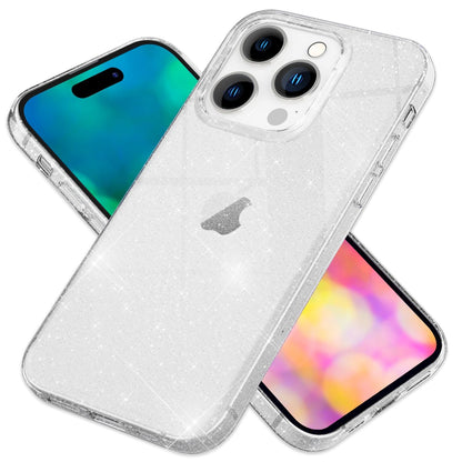 NALIA Glitzerhülle für iPhone 14 Pro Max – Funkelndes Silikon Case – DAZZLIN (Transparent & Stoßfest) – Marke aus Berlin