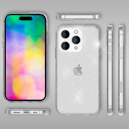 NALIA Glitzerhülle für iPhone 14 Pro Max – Funkelndes Silikon Case – DAZZLIN (Transparent & Stoßfest) – Marke aus Berlin