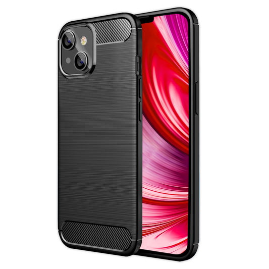 NALIA Silikonhülle für iPhone 14 Plus – Rutschfest & Matt – VORTEX (Gebürstete Optik & Carbon Design) – Marke aus Berlin