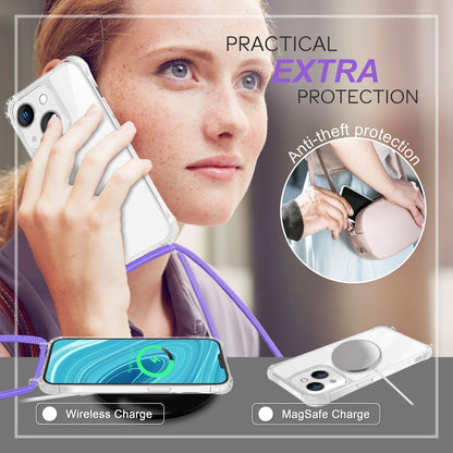 NALIA Handykette für iPhone 14 – Transparentes Hybrid-Case & Band – HANGIT PRO (Anti-Gelb Rückseite & Verstellbar) – Marke aus Berlin