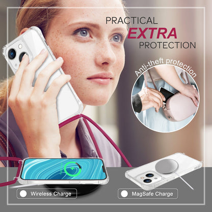 NALIA Handykette für iPhone 14 – Transparentes Hybrid-Case & Band – HANGIT PRO (Anti-Gelb Rückseite & Verstellbar) – Marke aus Berlin