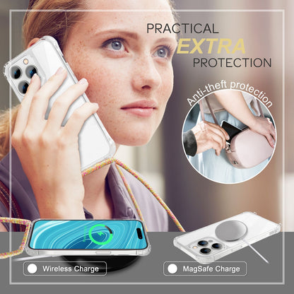 NALIA Handykette für iPhone 14 Pro Max – Transparentes Hybrid-Case & Band – HANGIT PRO (Anti-Gelb Rückseite & Verstellbar) – Marke aus Berlin