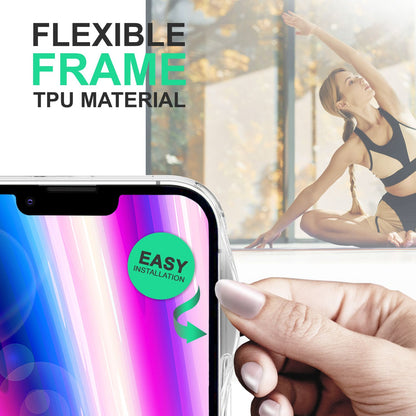 NALIA Transparente Hülle für iPhone 14 – Anti-Gelb & Stoßfest – BLYSS (Rückseite in Glas-Optik) – Marke aus Berlin