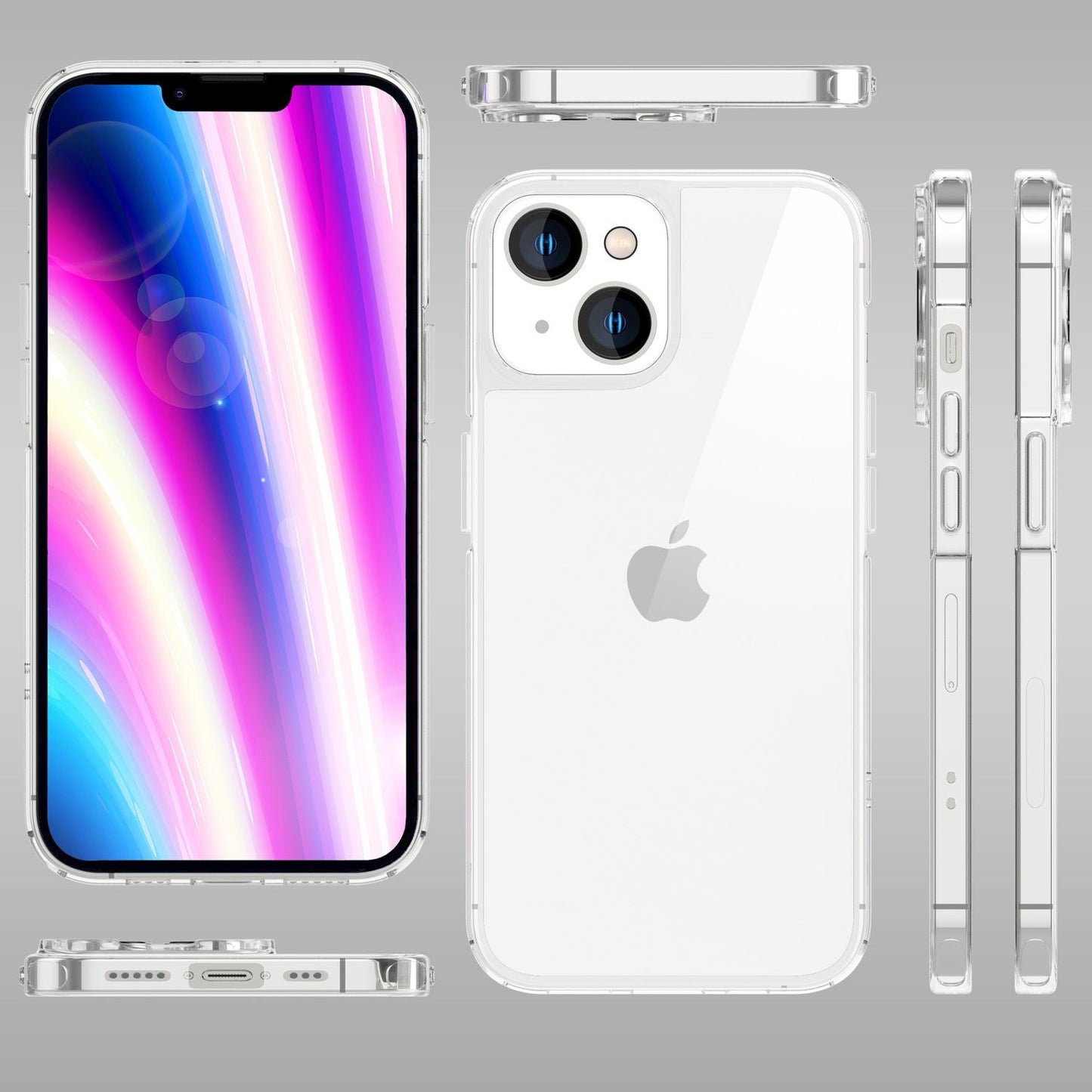 NALIA Transparente Hülle für iPhone 14 – Anti-Gelb & Stoßfest – BLYSS (Rückseite in Glas-Optik) – Marke aus Berlin