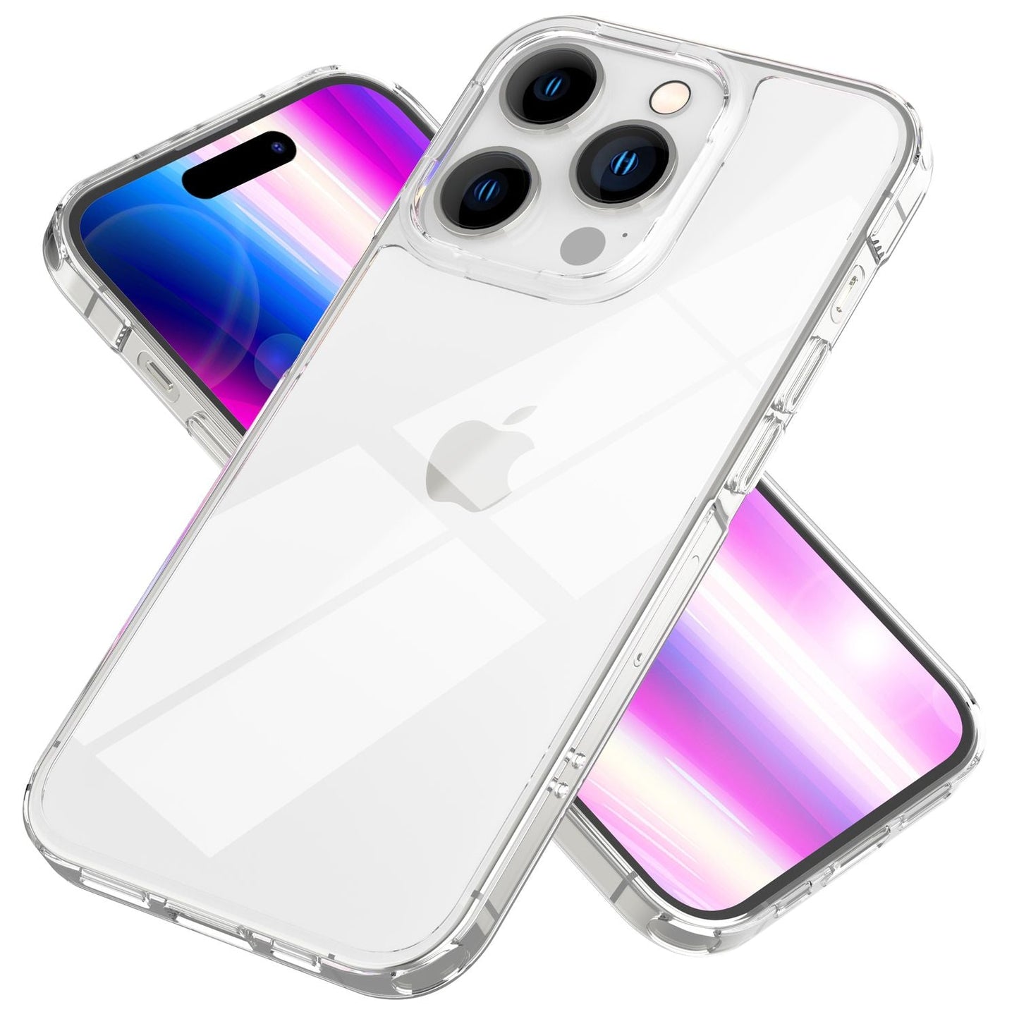 NALIA Transparente Hülle für iPhone 14 Pro Max – Anti-Gelb & Stoßfest – BLYSS (Rückseite in Glas-Optik) – Marke aus Berlin