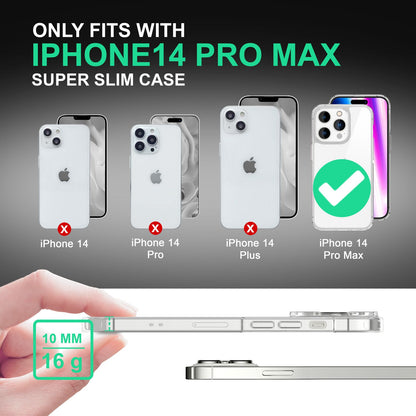 NALIA Transparente Hülle für iPhone 14 Pro Max – Anti-Gelb & Stoßfest – BLYSS (Rückseite in Glas-Optik) – Marke aus Berlin