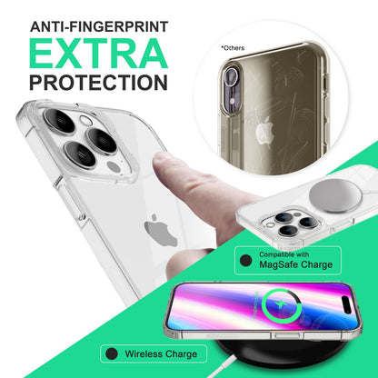 NALIA Transparente Hülle für iPhone 14 Pro Max – Anti-Gelb & Stoßfest – BLYSS (Rückseite in Glas-Optik) – Marke aus Berlin
