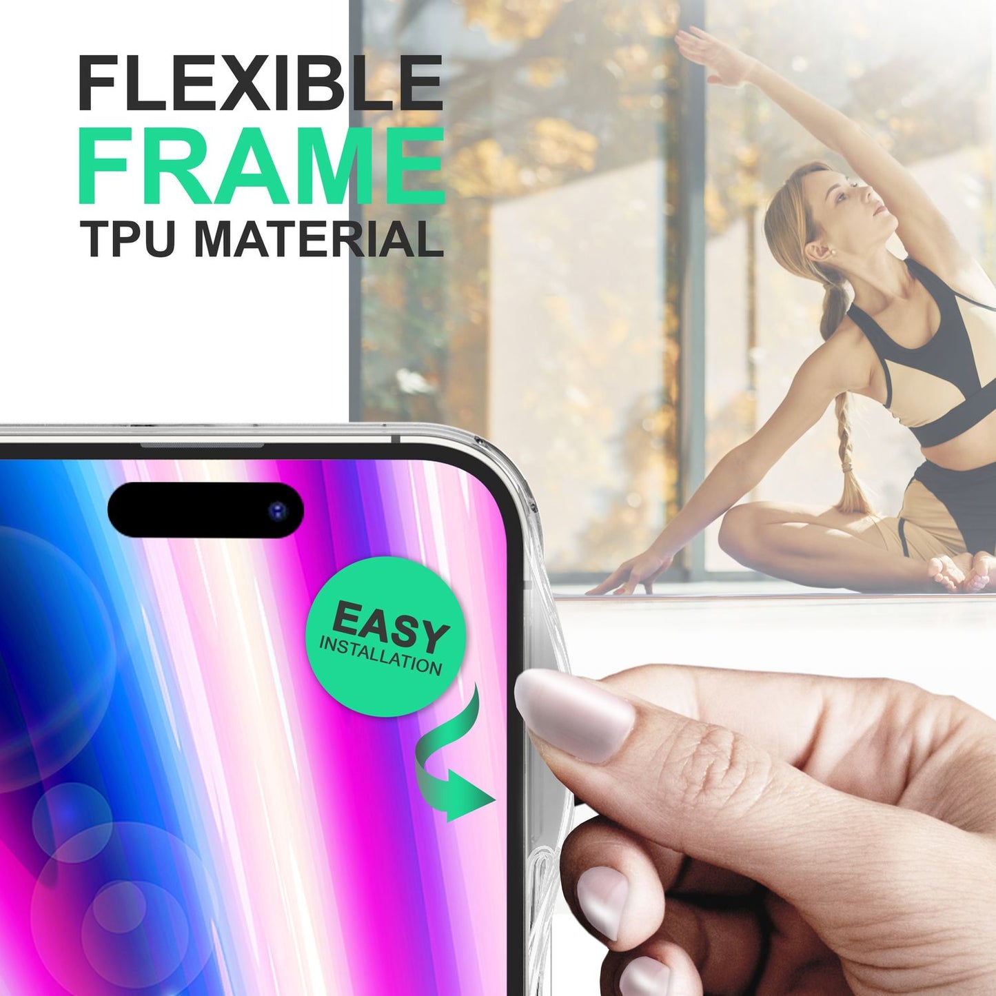 NALIA Transparente Hülle für iPhone 14 Pro Max – Anti-Gelb & Stoßfest – BLYSS (Rückseite in Glas-Optik) – Marke aus Berlin
