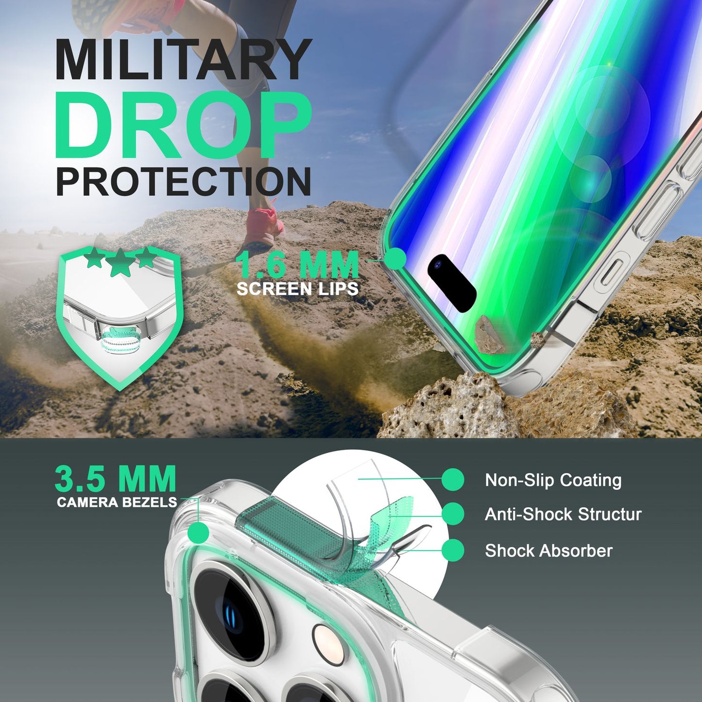 NALIA Matt-Transparentes Case für iPhone 14 Pro – Milchglas-Optik & Anti-Fingerprint – NYTE (Stoßfest, Harte Rückseite & Silikon Bumper) – Marke aus Berlin
