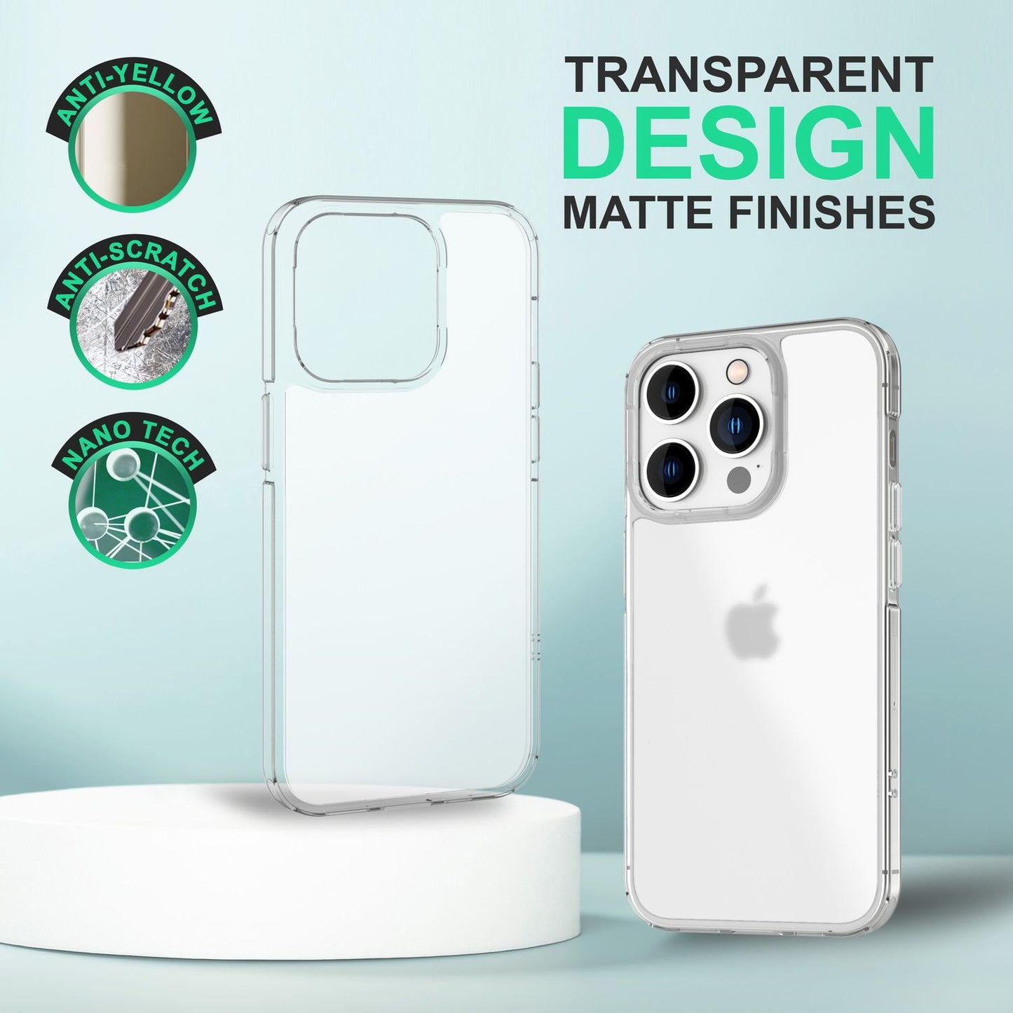 NALIA Matt-Transparentes Case für iPhone 14 Pro Max – Milchglas-Optik & Anti-Fingerprint – NYTE (Stoßfest, Harte Rückseite & Silikon Bumper) – Marke aus Berlin