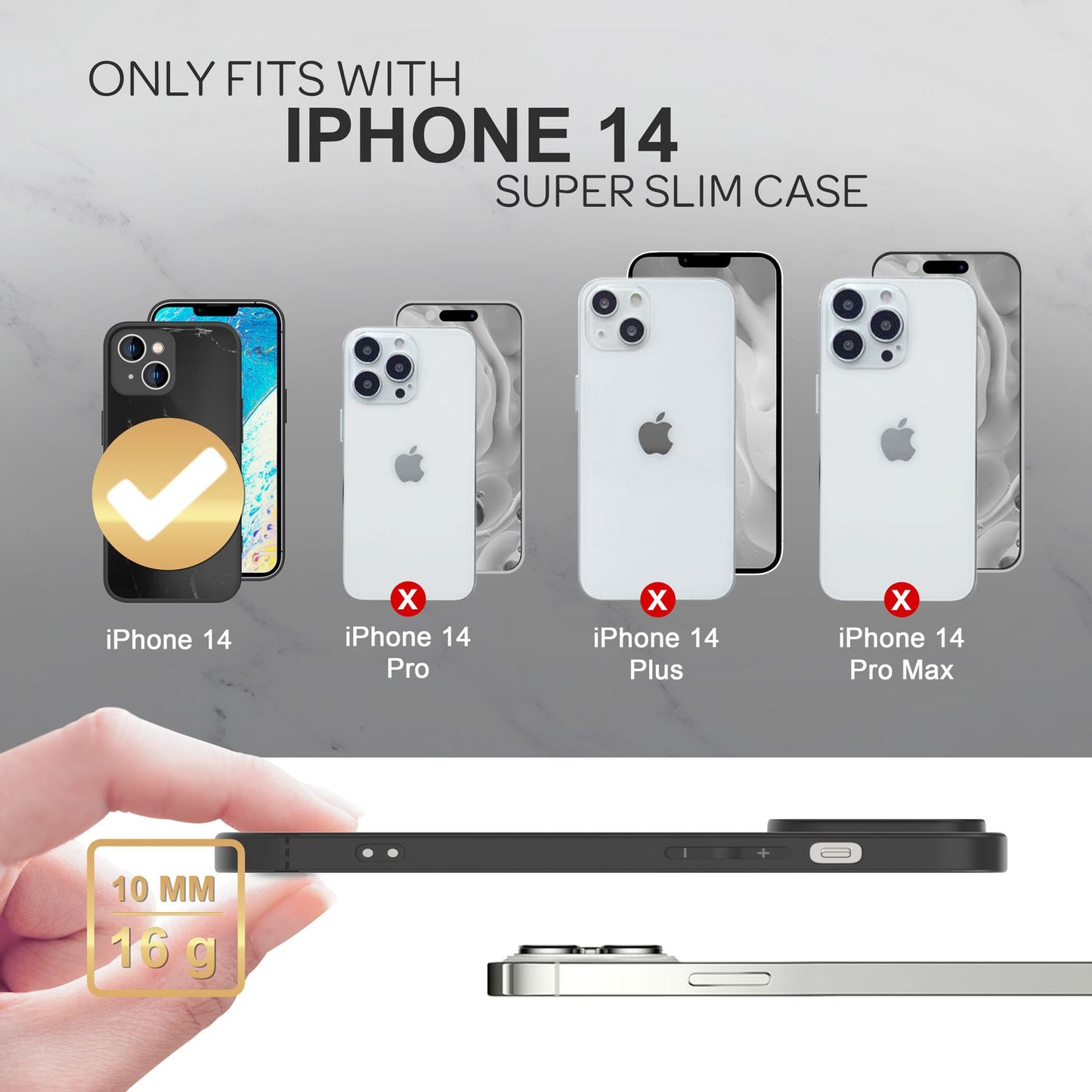 NALIA Marmor Glas Case für iPhone 14 – Kratzfestes 9H Echtglas – MARBELLE (Silikon Bumper & Grip) – Marke aus Berlin