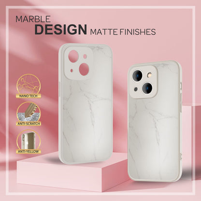 NALIA Marmor Glas Case für iPhone 14 – Kratzfestes 9H Echtglas – MARBELLE (Silikon Bumper & Grip) – Marke aus Berlin