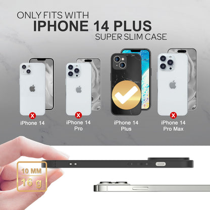 NALIA Marmor Glas Case für iPhone 14 Plus – Kratzfestes 9H Echtglas – MARBELLE (Silikon Bumper & Grip) – Marke aus Berlin
