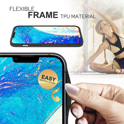 NALIA Marmor Glas Case für iPhone 14 Plus – Kratzfestes 9H Echtglas – MARBELLE (Silikon Bumper & Grip) – Marke aus Berlin