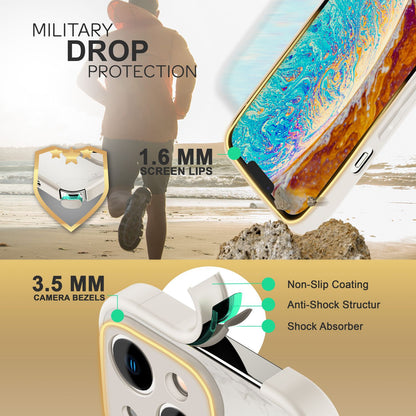 NALIA Marmor Glas Case für iPhone 14 Plus – Kratzfestes 9H Echtglas – MARBELLE (Silikon Bumper & Grip) – Marke aus Berlin