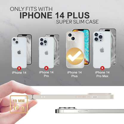 NALIA Marmor Glas Case für iPhone 14 Plus – Kratzfestes 9H Echtglas – MARBELLE (Silikon Bumper & Grip) – Marke aus Berlin