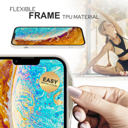 NALIA Marmor Glas Case für iPhone 14 Plus – Kratzfestes 9H Echtglas – MARBELLE (Silikon Bumper & Grip) – Marke aus Berlin