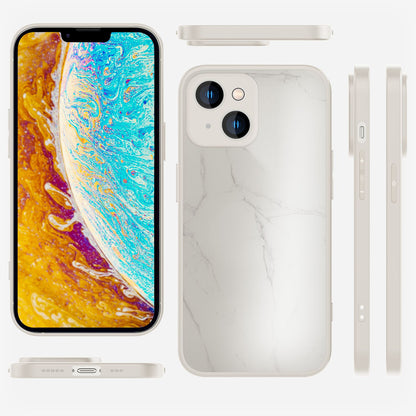 NALIA Marmor Glas Case für iPhone 14 Plus – Kratzfestes 9H Echtglas – MARBELLE (Silikon Bumper & Grip) – Marke aus Berlin