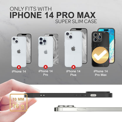 NALIA Marmor Glas Case für iPhone 14 Pro Max – Kratzfestes 9H Echtglas – MARBELLE (Silikon Bumper & Grip) – Marke aus Berlin