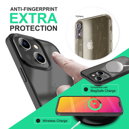 NALIA Matte Hybrid Handyhülle kompatibel mit iPhone 14 Hülle, Transparent Anti-Gelb Kratzfest, Harte Rückseite & Aufprall-Schutz Rahmen, Robustes Backcover & Silk Touch Silikon-Rand