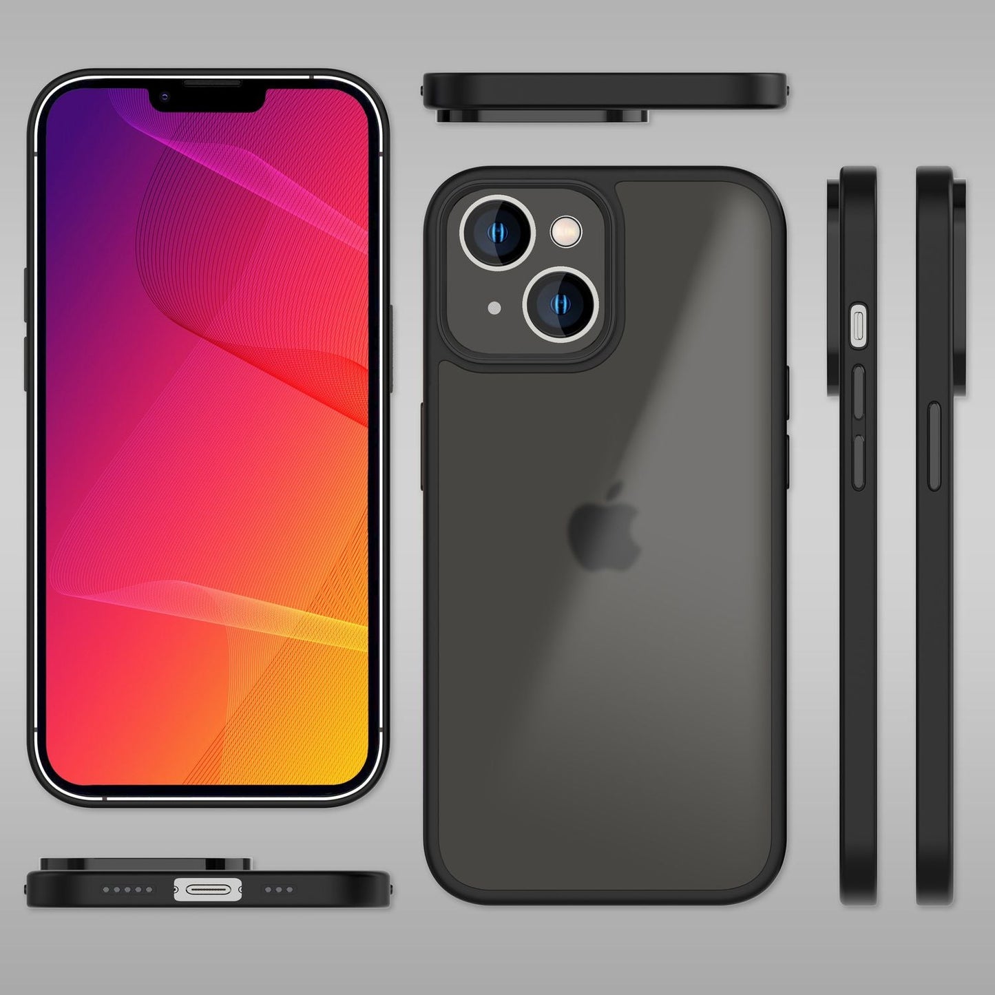 NALIA Matte Hybrid Handyhülle kompatibel mit iPhone 14 Hülle, Transparent Anti-Gelb Kratzfest, Harte Rückseite & Aufprall-Schutz Rahmen, Robustes Backcover & Silk Touch Silikon-Rand