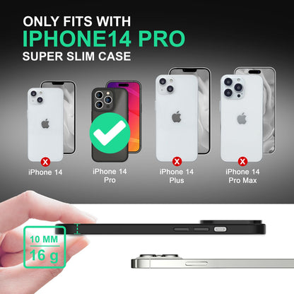 NALIA Matte Hülle für iPhone 14 Pro – Kein Vergilben & Anti-Fingerabdruck – SUMMIT (Semi-Transparent & Schwarzer Rahmen) – Marke aus Berlin