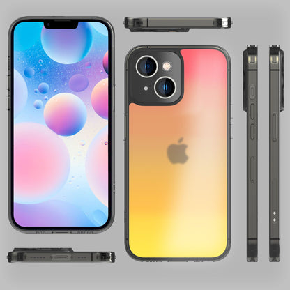 NALIA Farb-Wechsel Handyhülle kompatibel mit iPhone 14 Hülle, Durchscheinend Farbspiel Glänzend Anti-Gelb Kratzfest, Robuste Harte Rückseite & Silikon-Rahmen, Kamera-Schutz Staubschutz